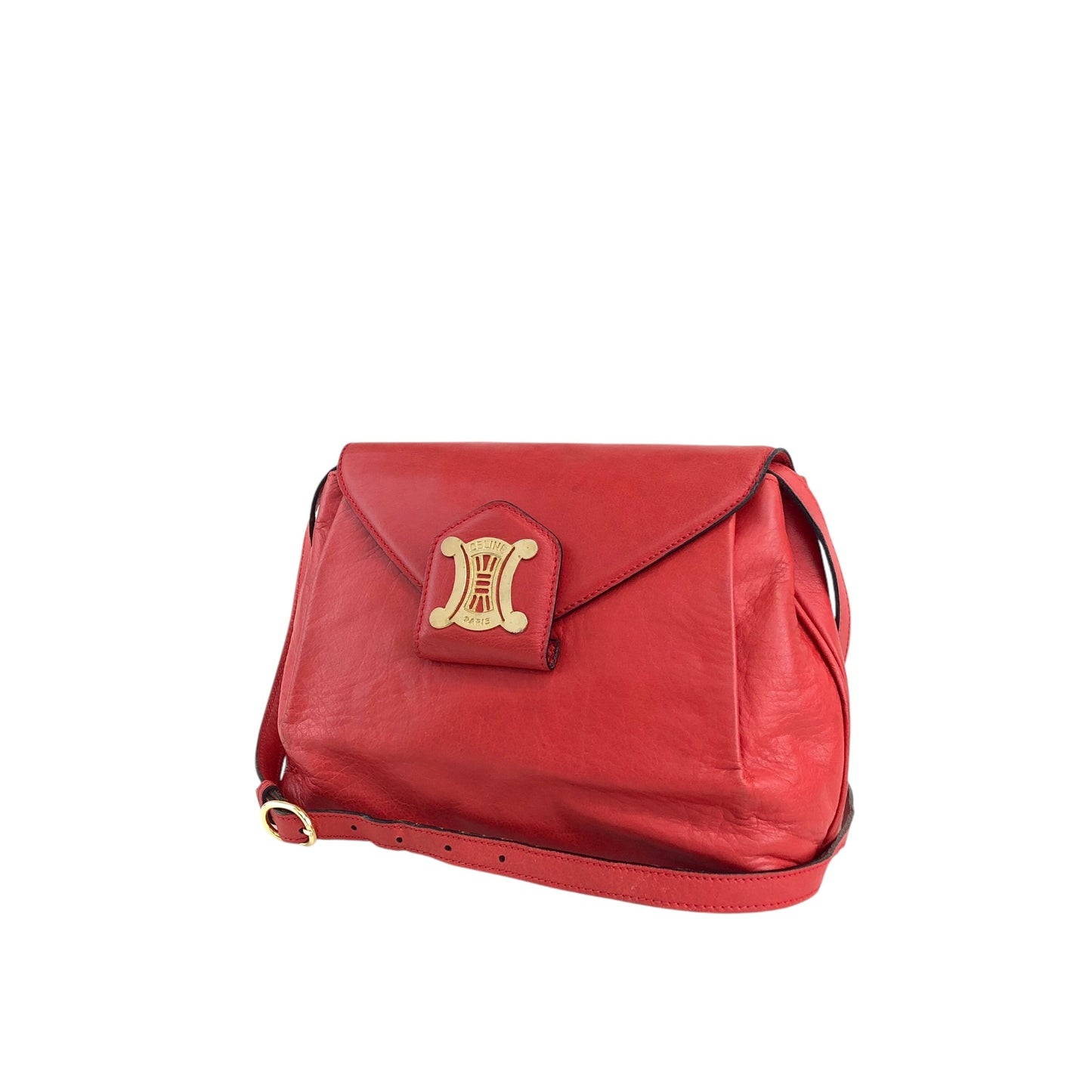 CELINE Blason Shoulder bag Red Vintage mv242g