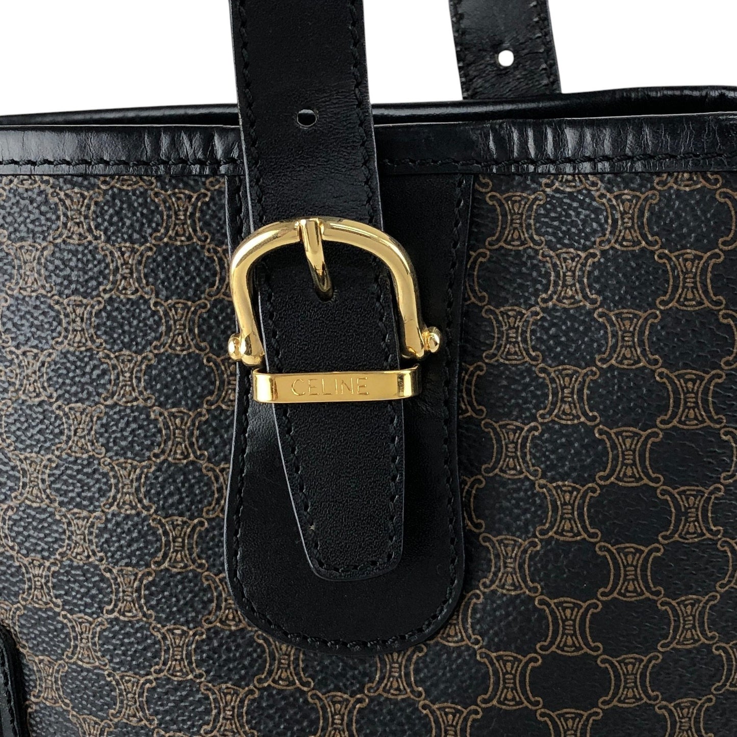 CELINE Macadam Blason Handbag Totebag Black Vintage 7r6v3e