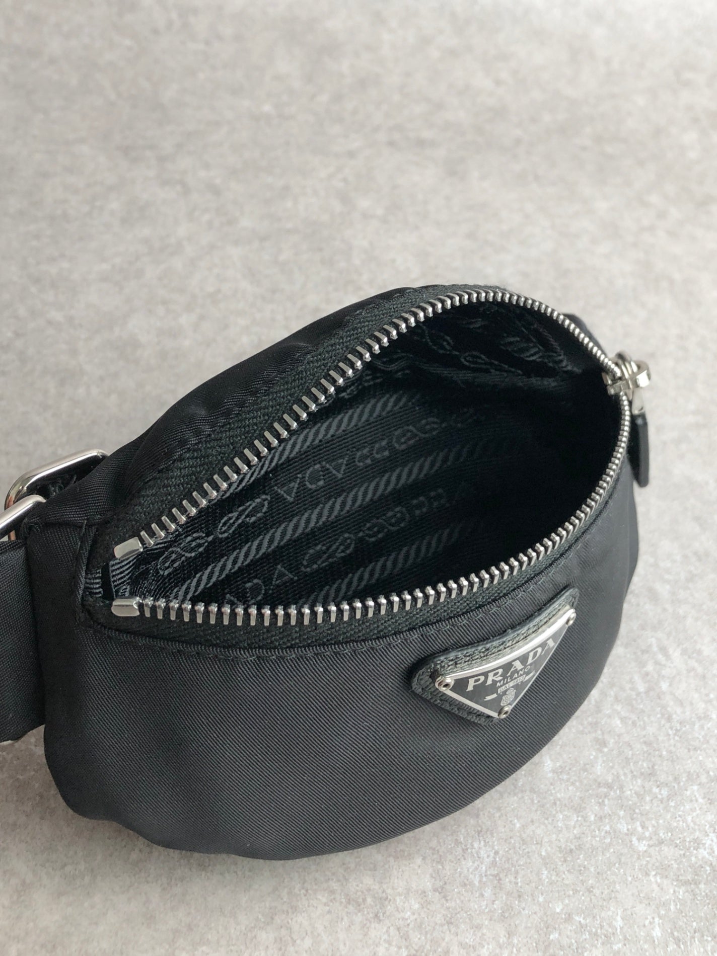 PRADA Tessuto Triangle Logo Handbag  Arm Pouch Black Vintage yhrpz7