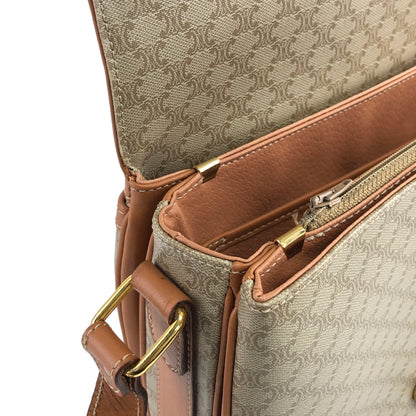 CELINE Macadam Blason Front Buckle Shoulder bag Beige Vintage 8dxnnc