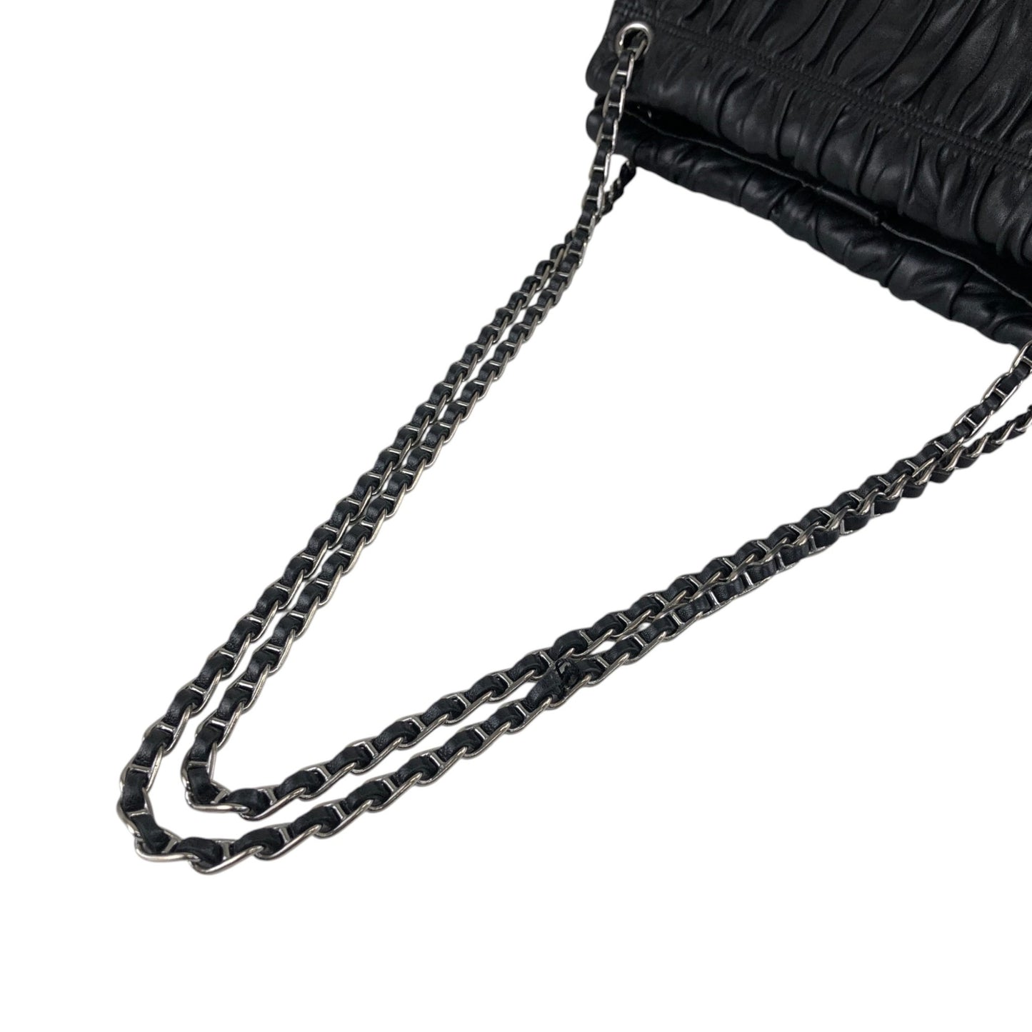 PRADA Logo Lock Chain Shoulder bag Black Vintage v87v8v