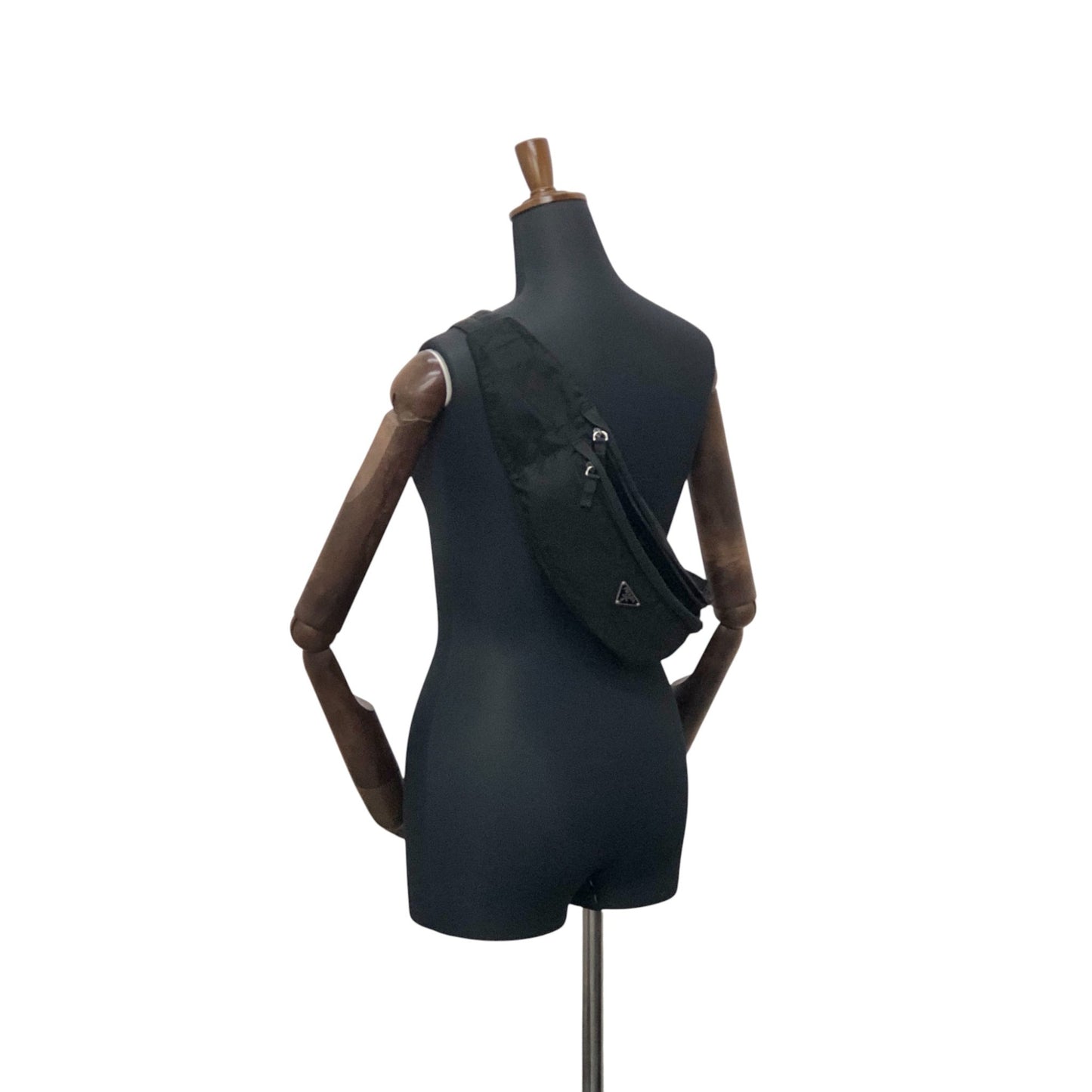 PRADA Tessuto Triangle Logo Sling bag Black Vintage n5nfph