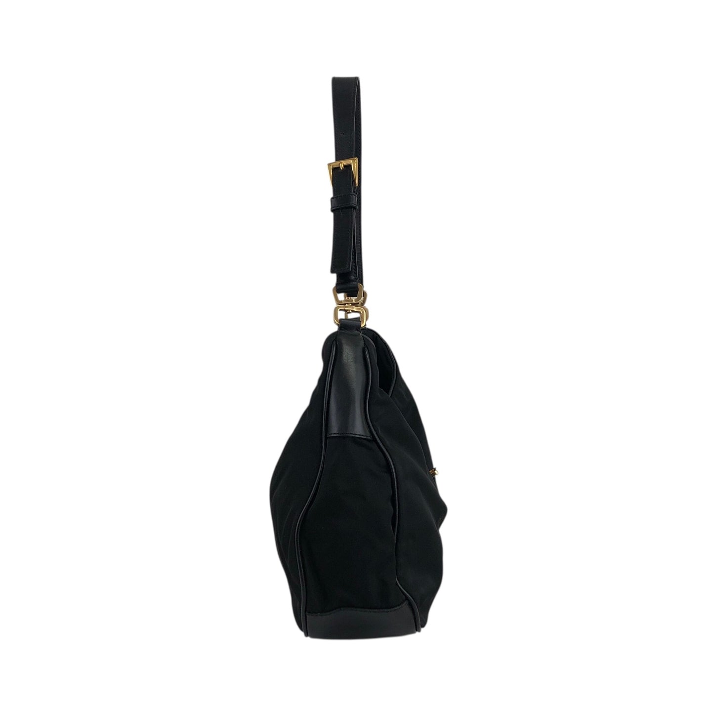 PRADA Tessuto Triangle Logo Turn Lock Shoulder bag Black Vintage 5mvw3a