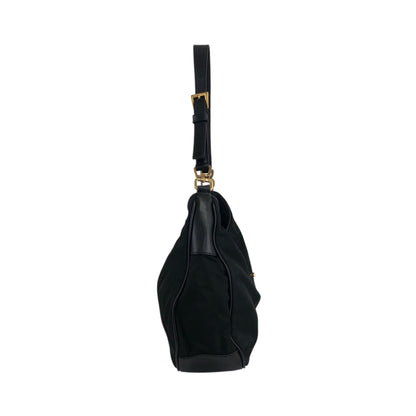 PRADA Tessuto Triangle Logo Turn Lock Shoulder bag Black Vintage 5mvw3a