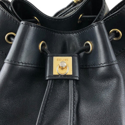 CELINE GancinivDrawstring Shoulder bag Black Vintage z78ygt