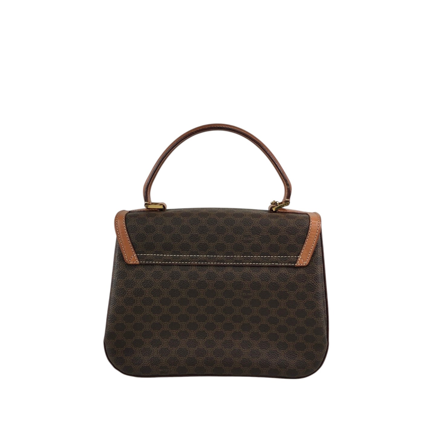 CELINE Macadam Turn Lock Charm Two-way Handbag Shoulder bag Brown Vintage tw3c3x
