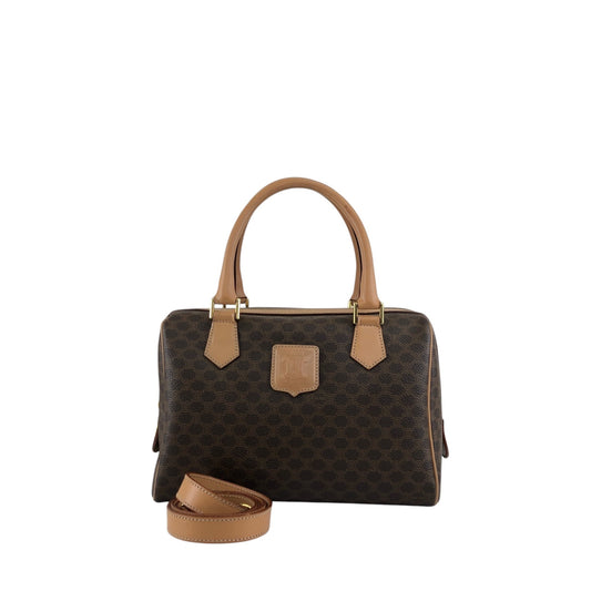 CELINE Macadam Blason Two-way Handbag Shoulder bag Brown Vintage h5nkpp