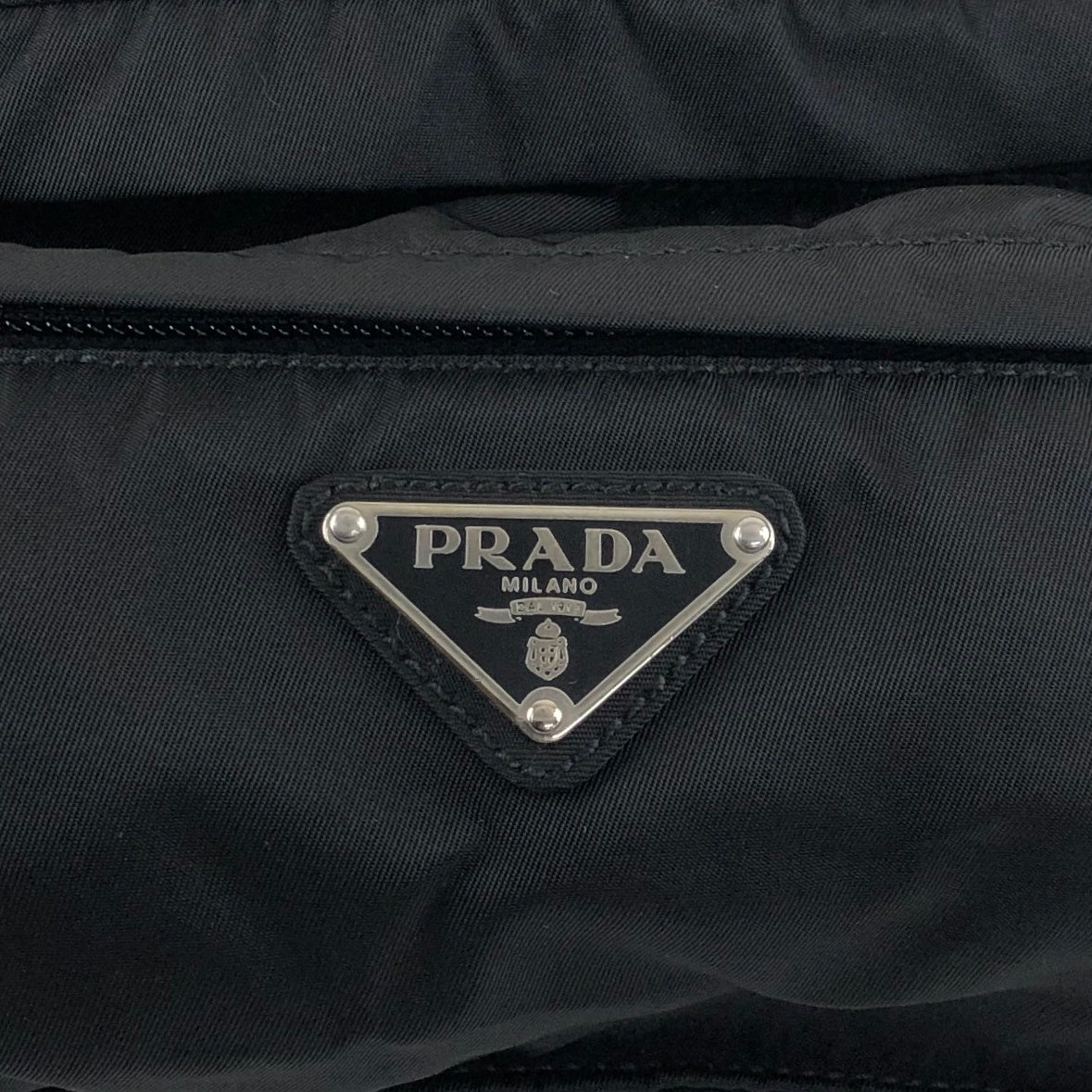 PRADA Tessuto Triangle Logo Sling bag Black Vintage hpnycc