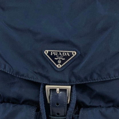 PRADA Triangle Logo Double Pocket Backpack Navy Vintage 7x3s5r