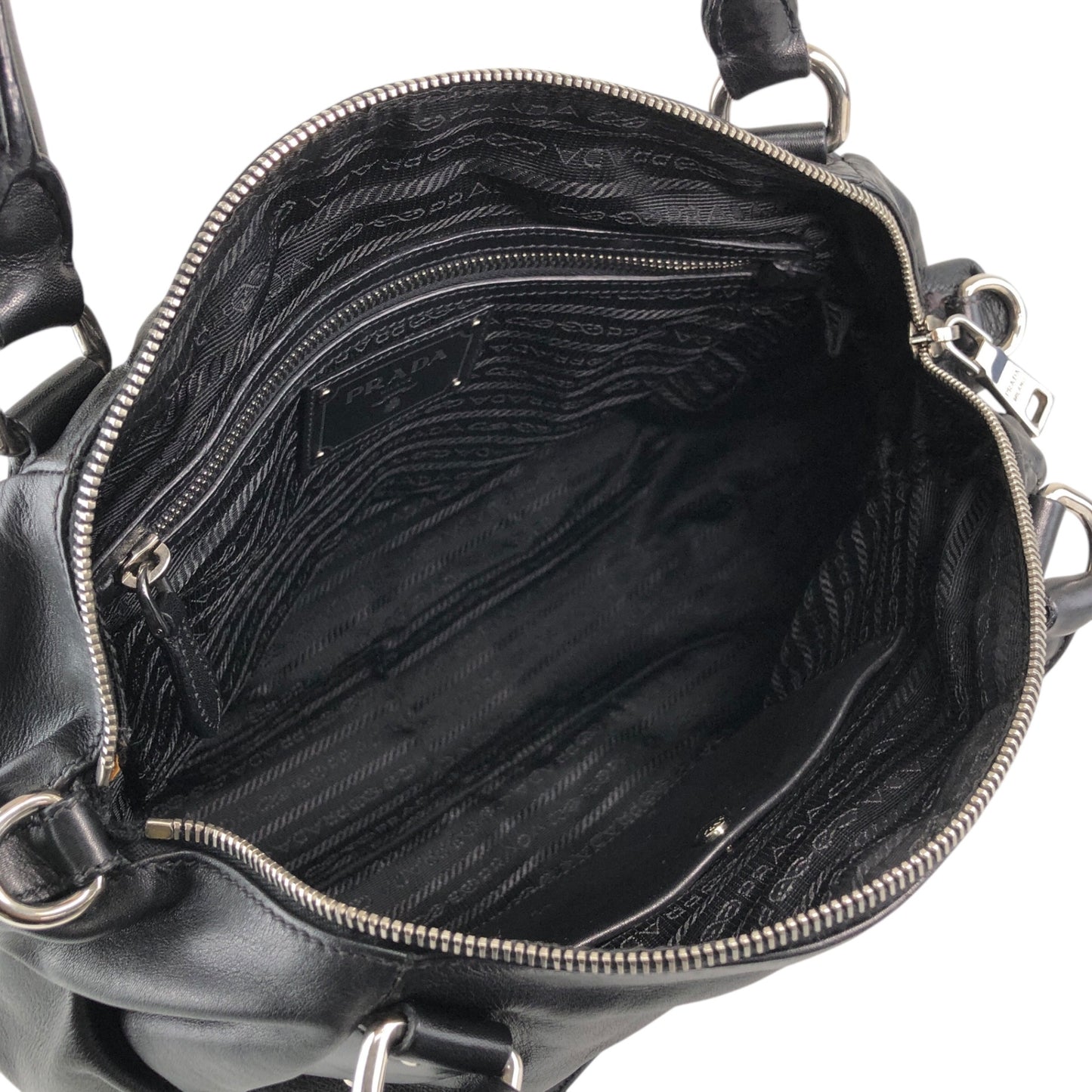 PRADA Logo Round Handbag Black Vintage 4frjvm