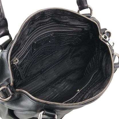 PRADA Logo Round Handbag Black Vintage 4frjvm