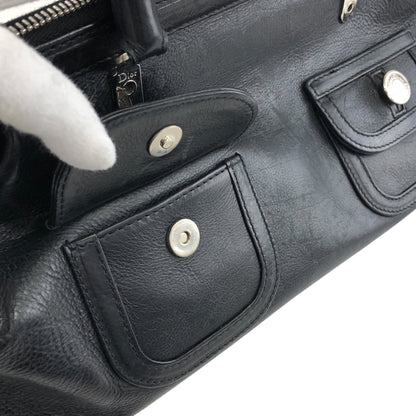 Christian Dior Logo Handbag Black Vintage ntaxds