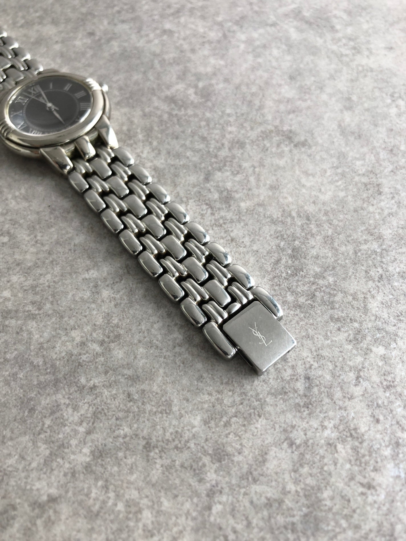 Yves Saint Laurent YSL Logo Watch Silver 6031-G11866 Vintage 6wv8w4