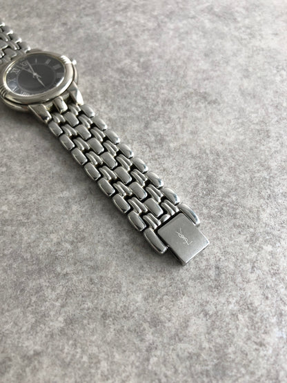 Yves Saint Laurent YSL Logo Watch Silver 6031-G11866 Vintage 6wv8w4