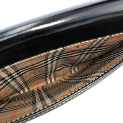 BURBERRY Logo Motif Leather Two-way Top Handle Handbag Shoulder bag Black Vintage mxbnib