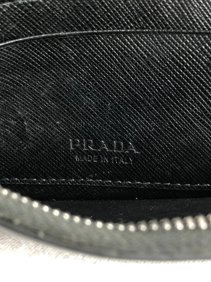 PRADA Logo Embossed Coin Purse Black Vintage ui5iej
