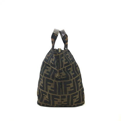 FENDI Zucca Logo Motif Jacquard Handbag Brown Vintage bczppj