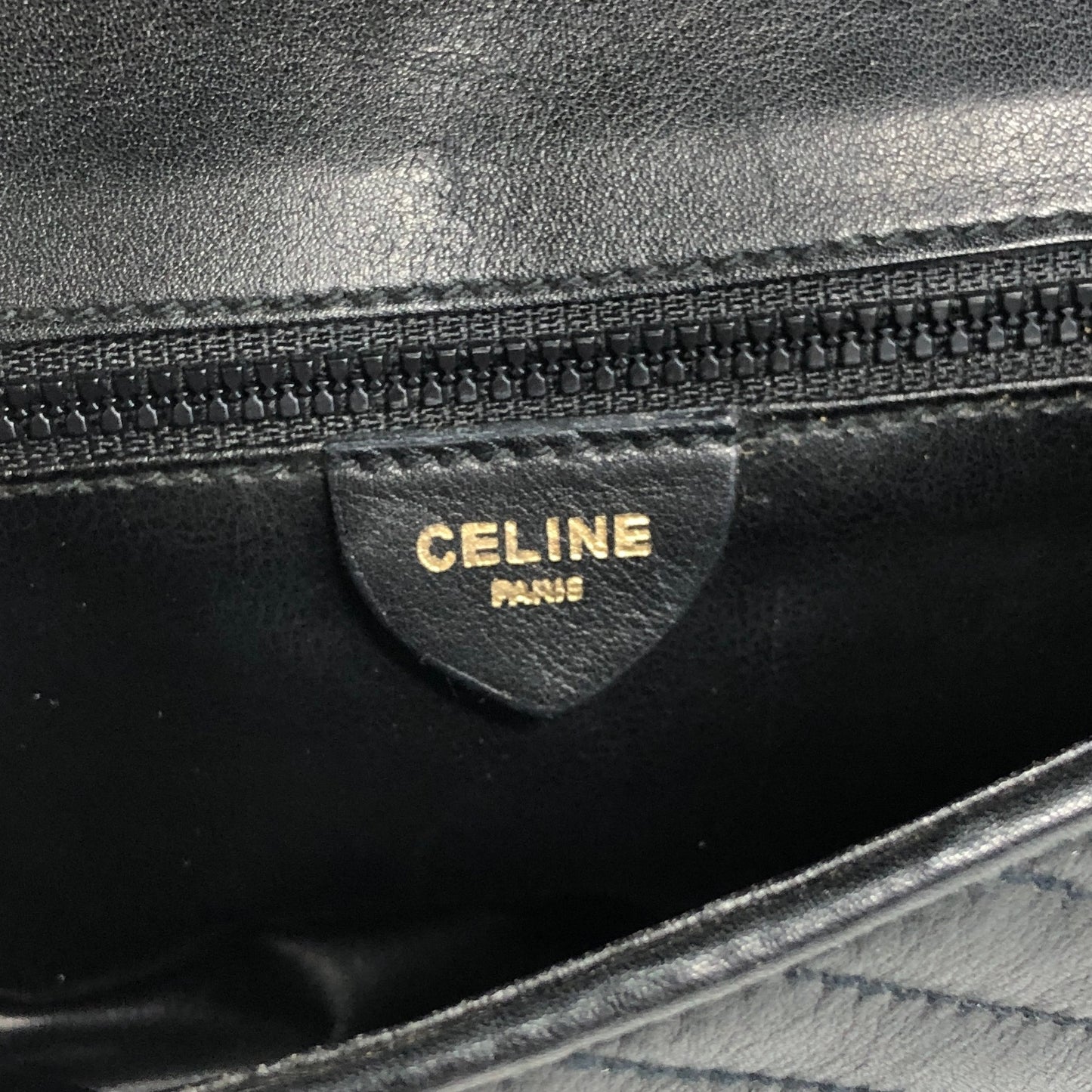 CELINE Triomphe Chain Shoulder bag Black Vintage pt5aps