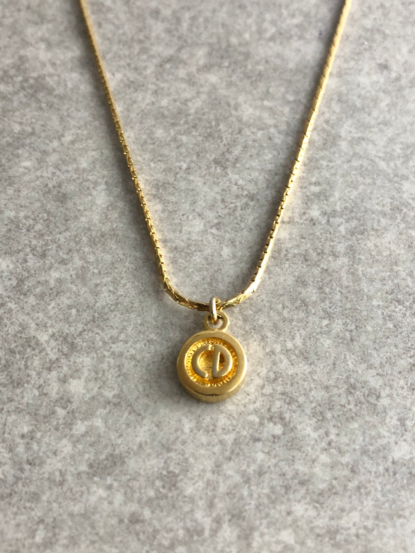 Christian Dior CD Logo Necklace Gold Vintage umrsia