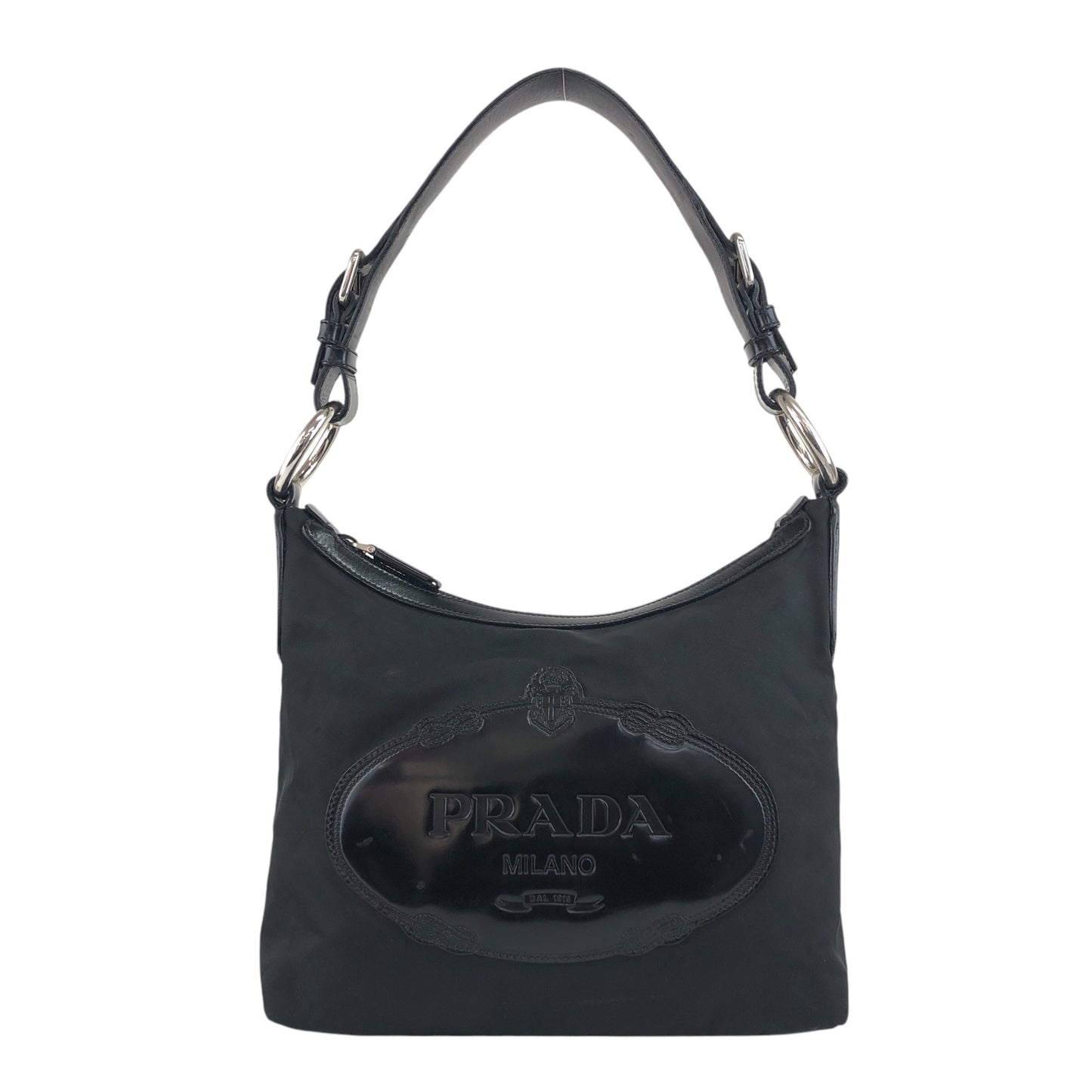 PRADA Logo Shoulder bag Hobobag Black Vintage wr3yar