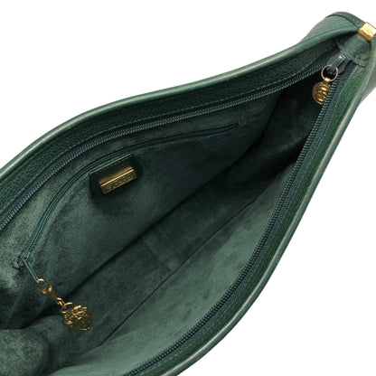 GUCCI Logo Embossed Shoulder bag Green Vintage 2i4yzf