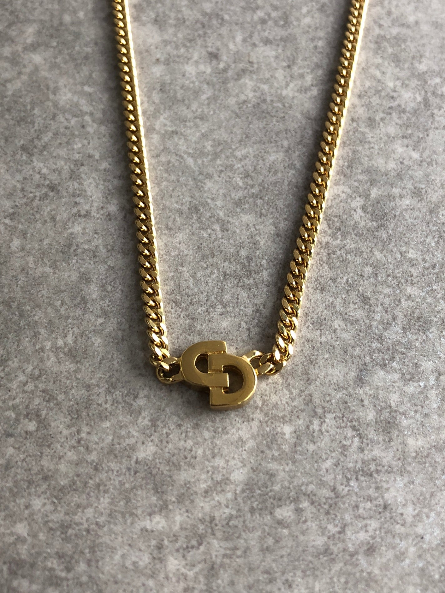 Christian Dior CD Logo Motif Necklace Gold Vintage 6xzyi7