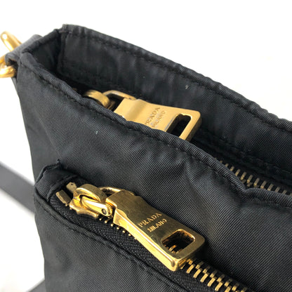 PRADA Logo Nylon Saffiano Leather Crossbody Shoulder bag Black Vintage eu2jv5
