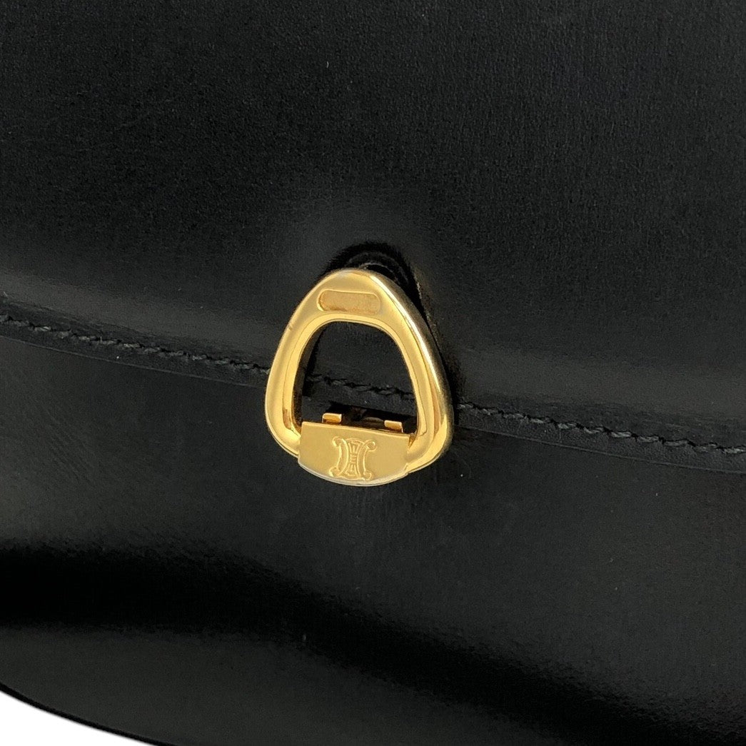 CELINE Horse Bit Shoulder bag Black Vintage h2xzmg