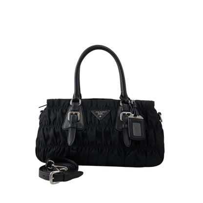 PRADA Tessuto Triangle Logo Two-way Handbag Shoulder bag Black Vintage kcds2w