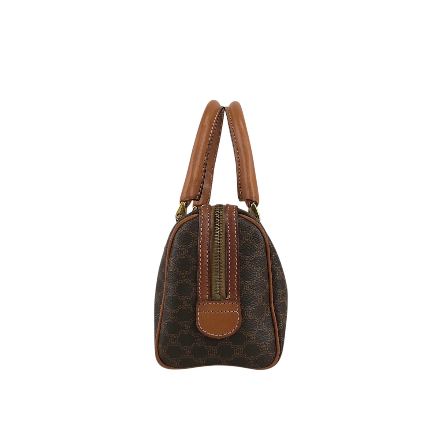 CELINE Macadam Two-way Handbag Shoulder bag Brown Vintage irexp5