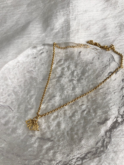 Christian Dior Logo Motifds Necklace Gold Vintage kajf7f