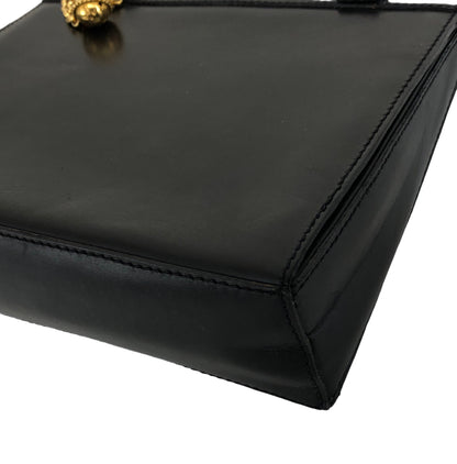 CELINE Starball 凱旋門吊飾皮革手提包黑色復古 3hfzux 