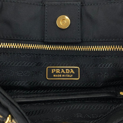 PRADA Logo Front Buckle Handbag Black Vintage rm4ygr