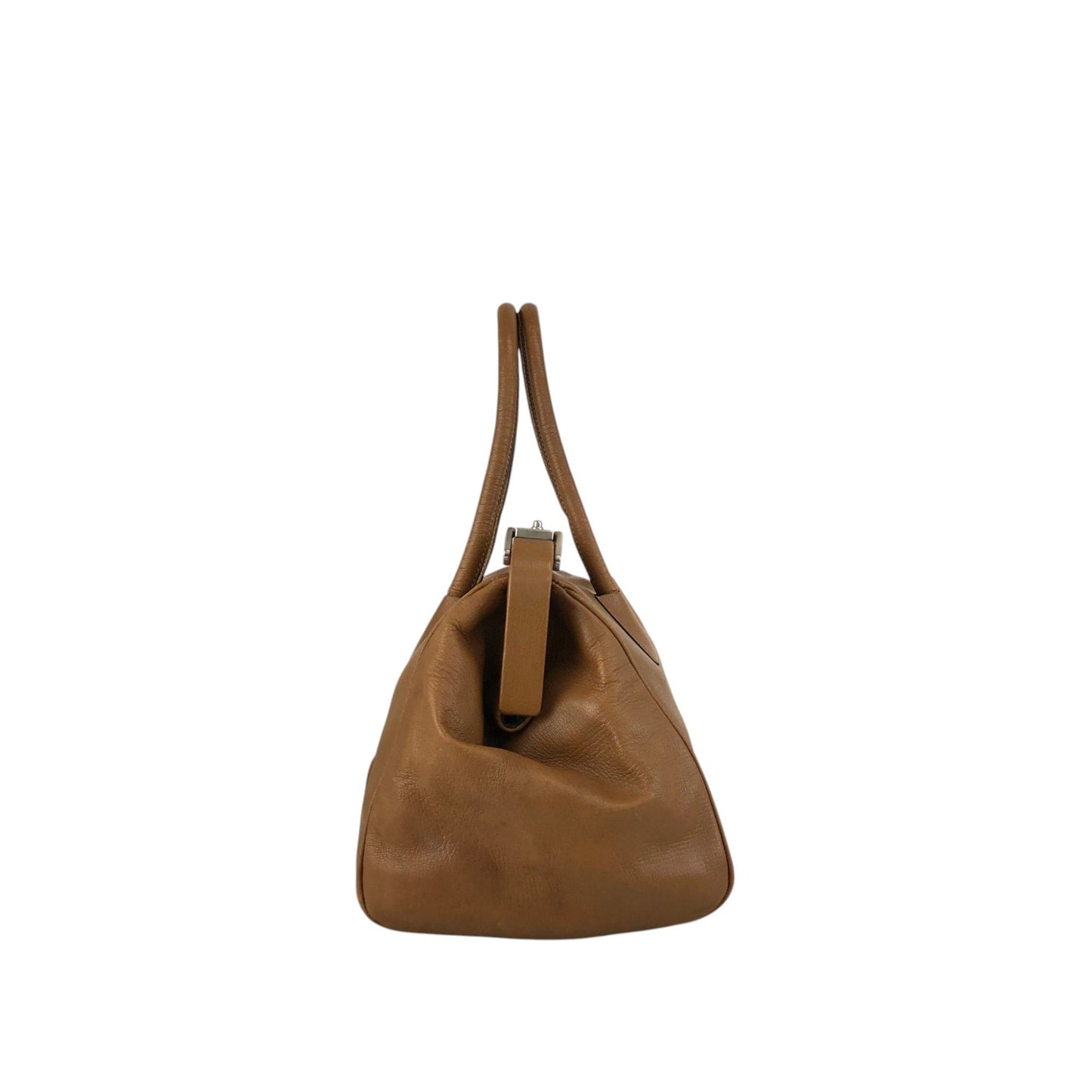 PRADA Metal Clasp Handbag Brown Vintage d6nuka