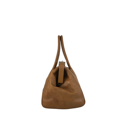 PRADA Metal Clasp Handbag Brown Vintage d6nuka