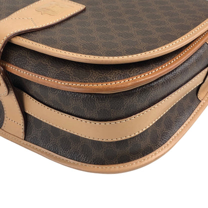 CELINE Macadam Blason Flap Shoulder bag Brown Vintage 7sfwkz