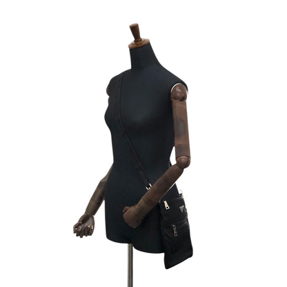 PRADA Tessuto Triangle Logo Shoulder bag Black Vintage b7upke