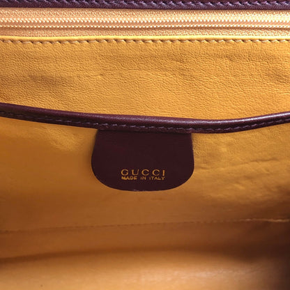 GUCCI Metal Clasp Handbag Brown Vintage ew3gks