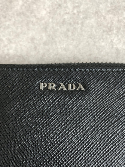 PRADA Logo Embossed Key Case Black Vintage f2x3fr
