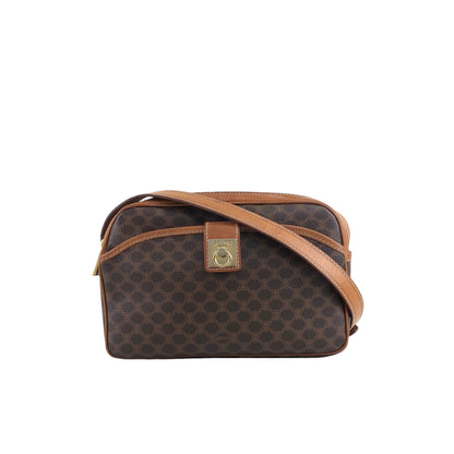 CELINE Macadam Gancini Shoulder bag Brown Vintage 7y7av5