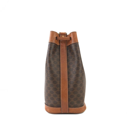 CELINE Macadam Leather Drawstring Small Shoulder bag Brown Vintage v3kt7s
