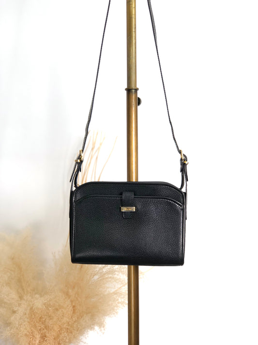 CELINE Logo Crossbody Shoulder bag Black Vintage ux8giy