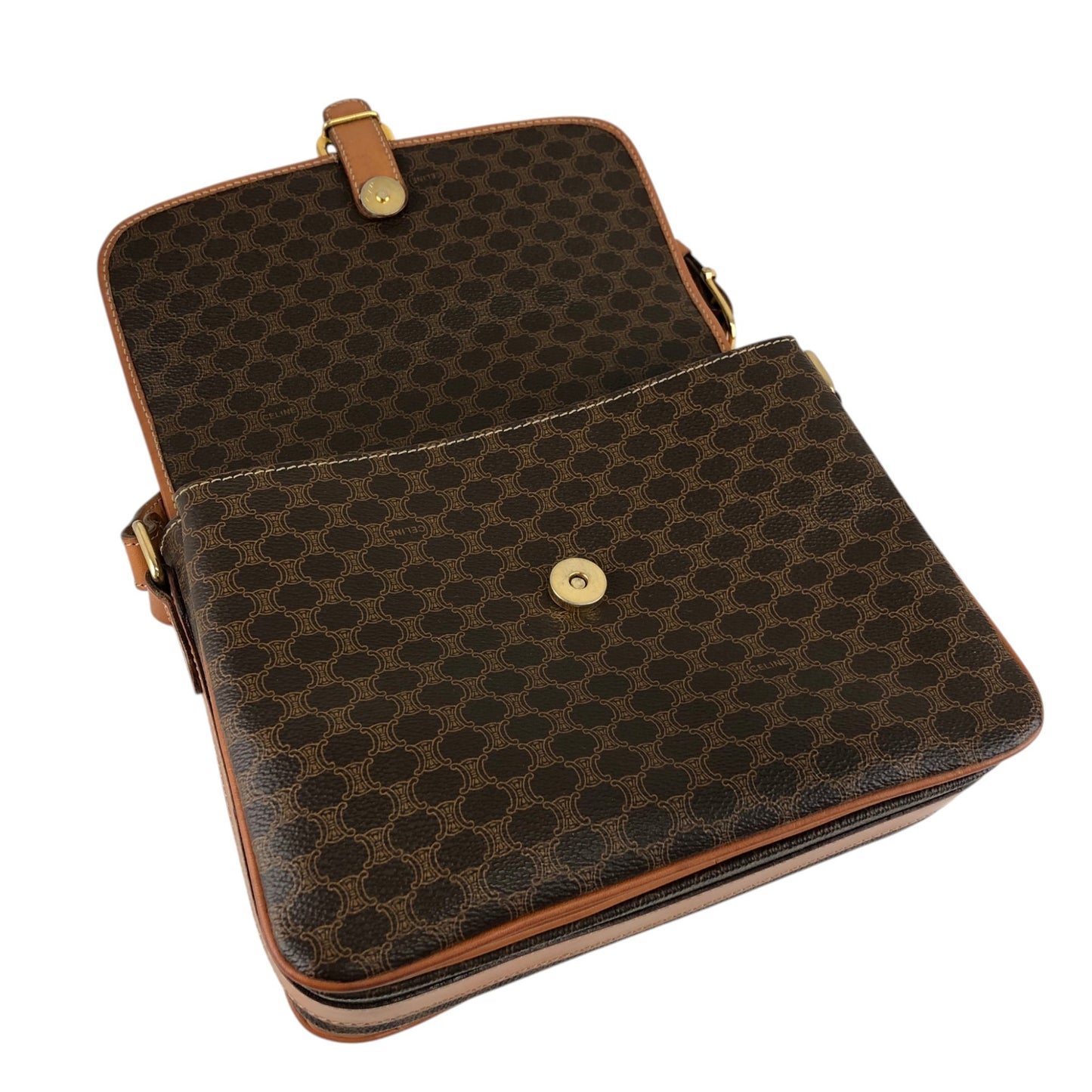 CELINE Macadam Horse Bit Shoulder bag Brown Vintage mcvths