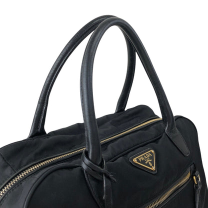 PRADA Tessuto Triangle Logo Padlock Two-way Small Boston bag Shoulder bag Black Vintage ha37gm