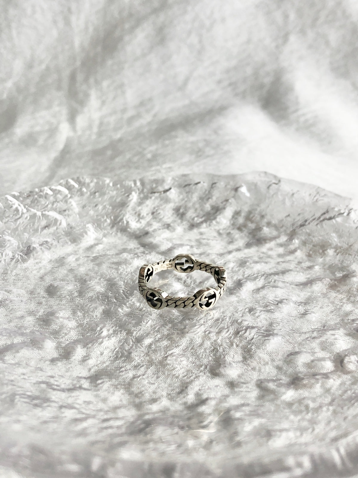 GUCCI Interlocking SILVER925 Ring Silver Vintage 3fubvp