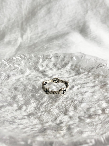 GUCCI Interlocking SILVER925 Ring Silver Vintage 3fubvp