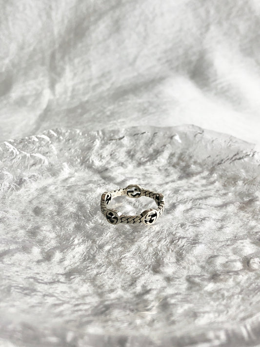 GUCCI Interlocking SILVER925 Ring Silver Vintage 3fubvp