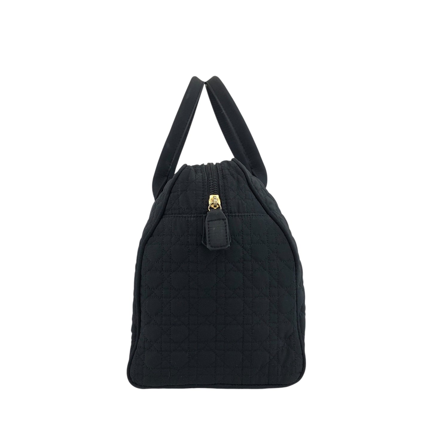 Christian Dior Cannage Logo Charm Handbag Boston bag Black Vintage t3p5um