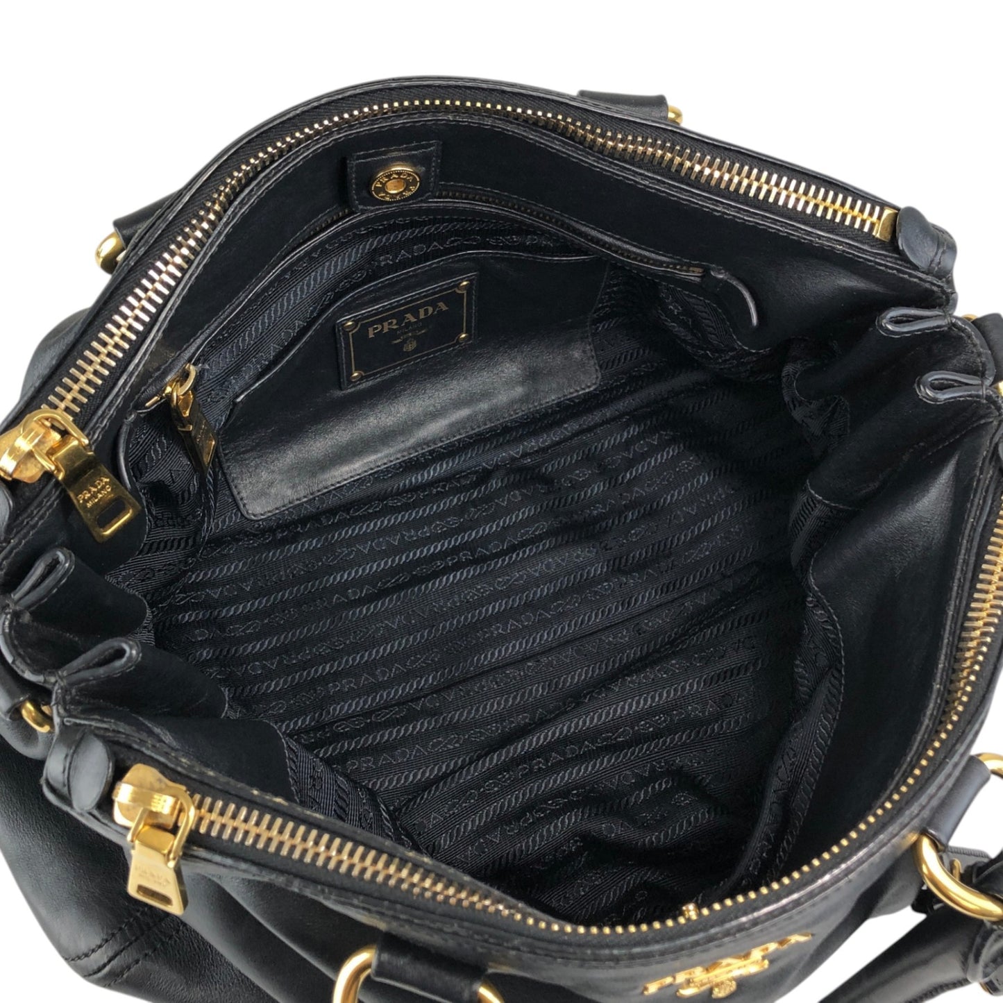 PRADA Logo Two-way Boston bag Shoulder bag Black Vintage k82hca