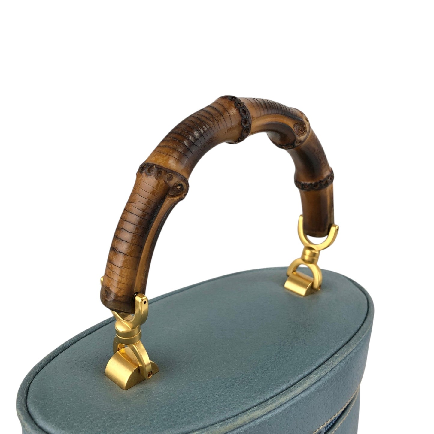 GUCCI Bamboo Handbag Vanity bag Blue Vintage 8rhwf4
